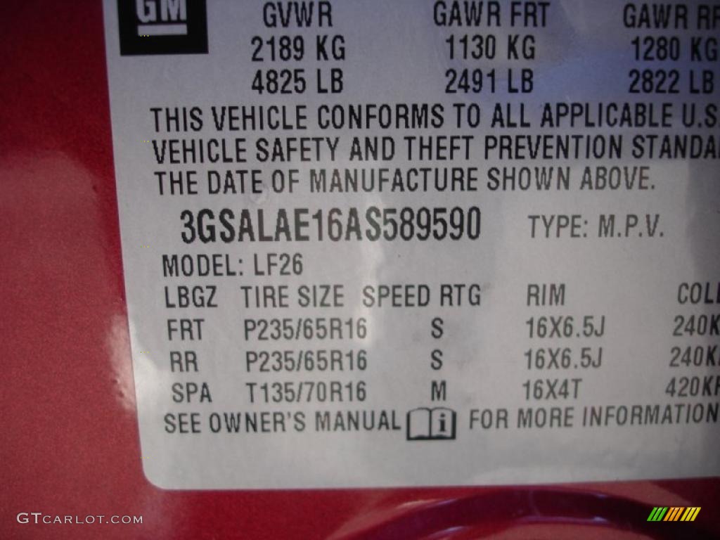2010 VUE XE - Crystal Red Tintcoat / Gray photo #15
