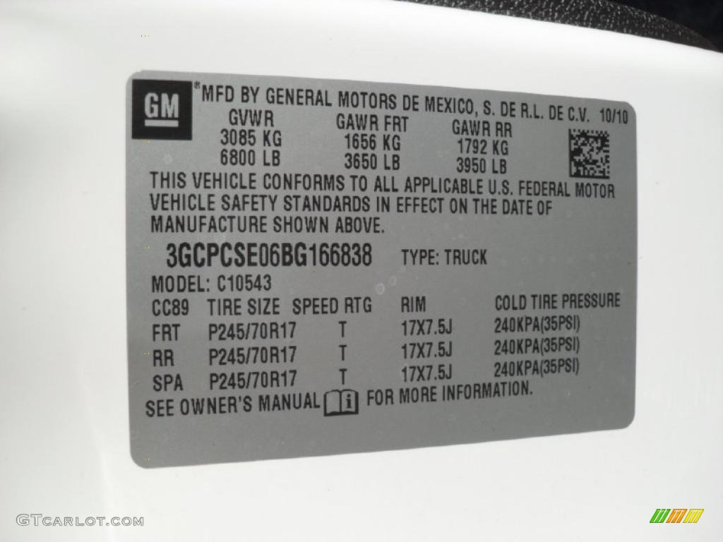 2011 Chevrolet Silverado 1500 LT Crew Cab Info Tag Photo #39700564
