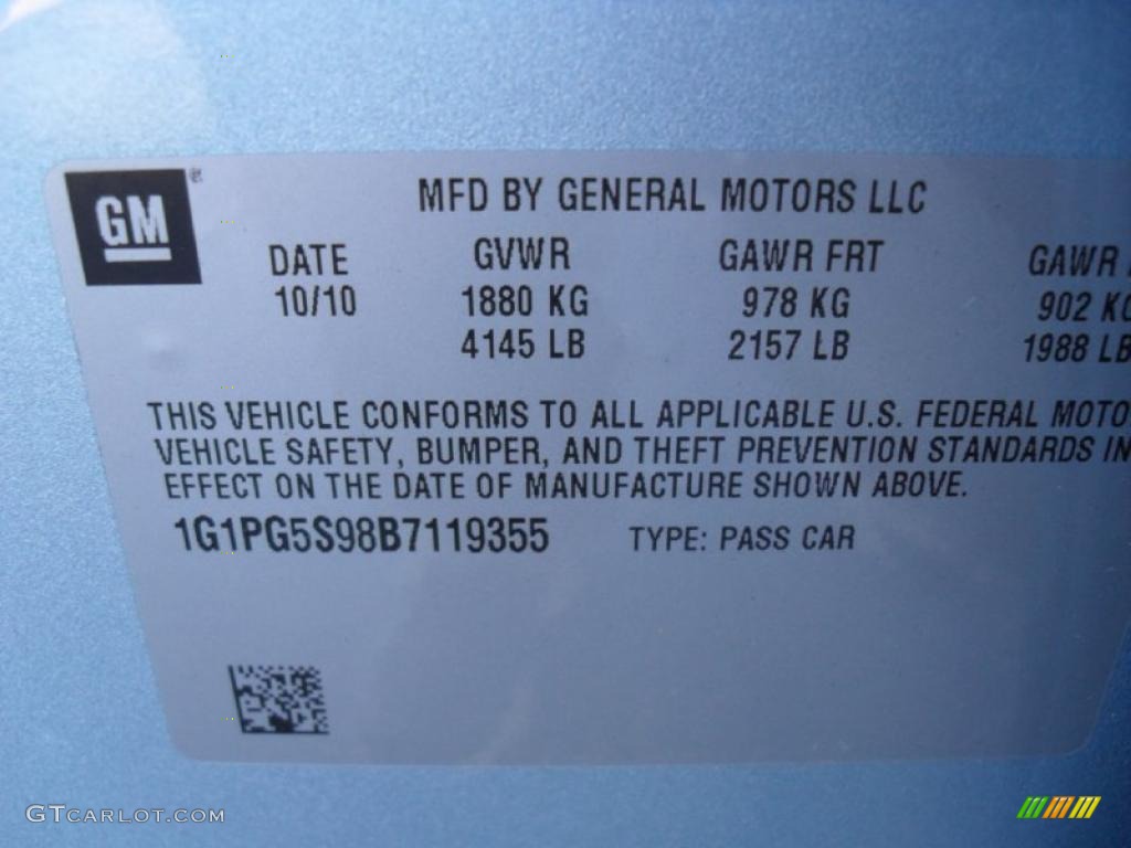 2011 Chevrolet Cruze LT Info Tag Photo #39701387