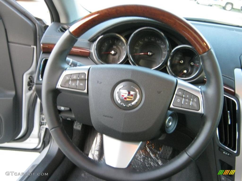 2011 Cadillac CTS 3.0 Sedan Ebony Steering Wheel Photo #39702059