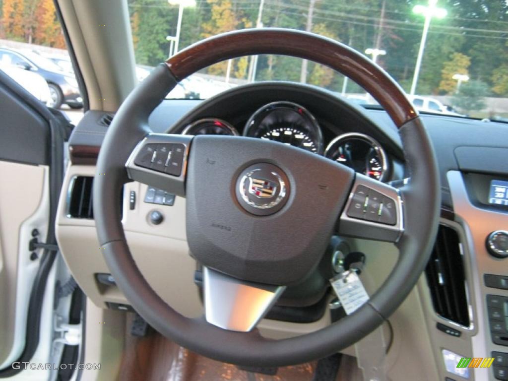 2011 Cadillac CTS 3.0 Sedan Cashmere/Cocoa Steering Wheel Photo #39702963