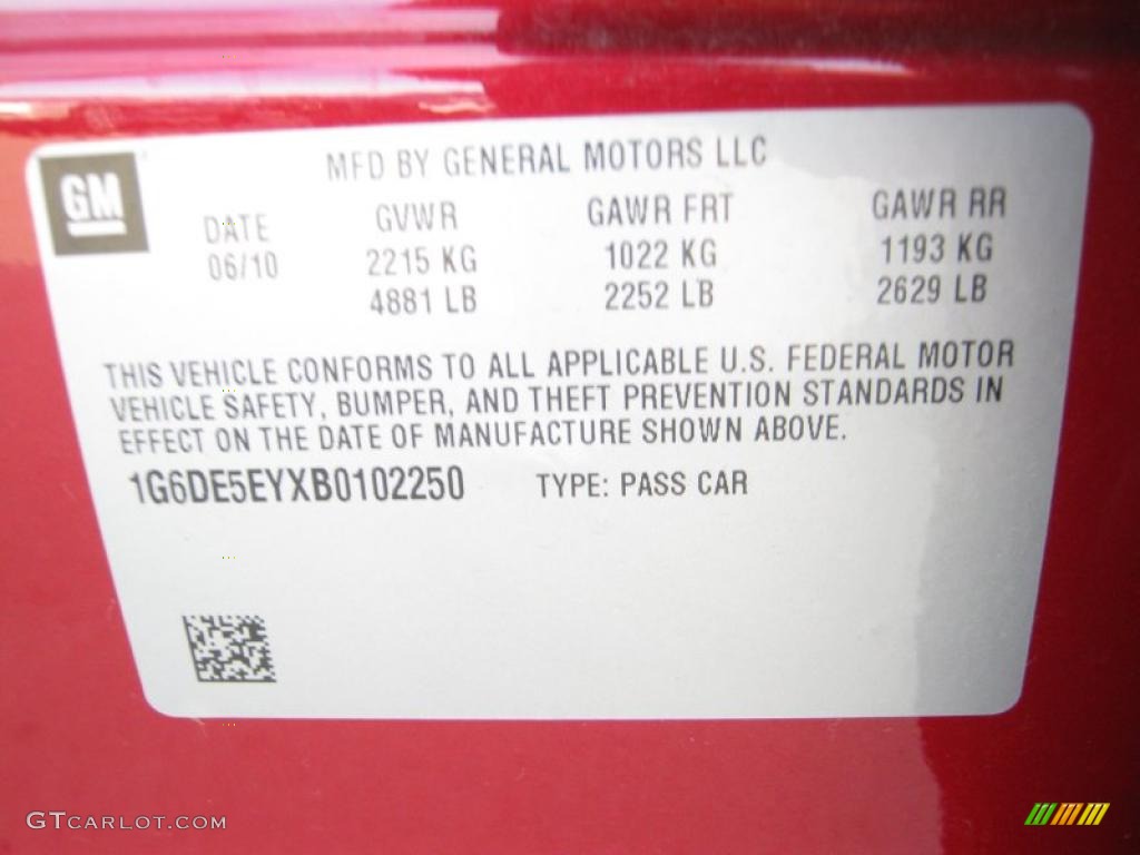 2011 Cadillac CTS 3.0 Sedan Info Tag Photo #39703679