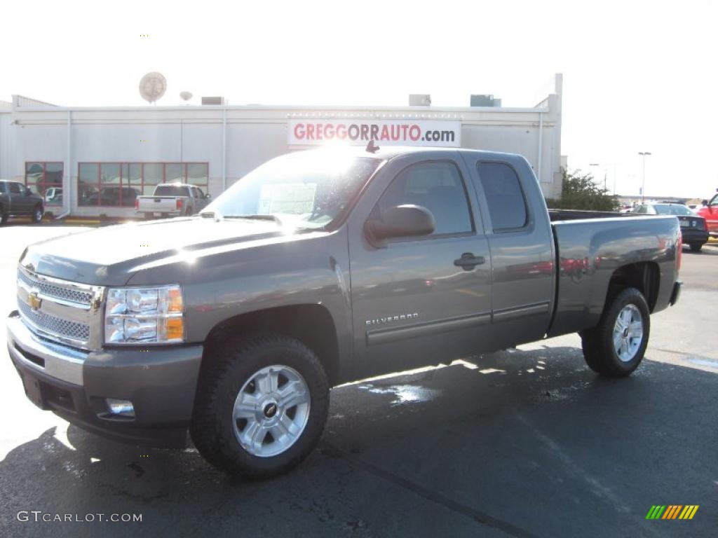 2011 Silverado 1500 LT Extended Cab 4x4 - Steel Green Metallic / Ebony photo #1