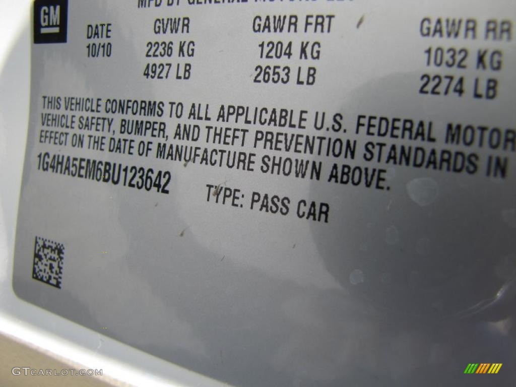 2011 Buick Lucerne CX Info Tag Photos