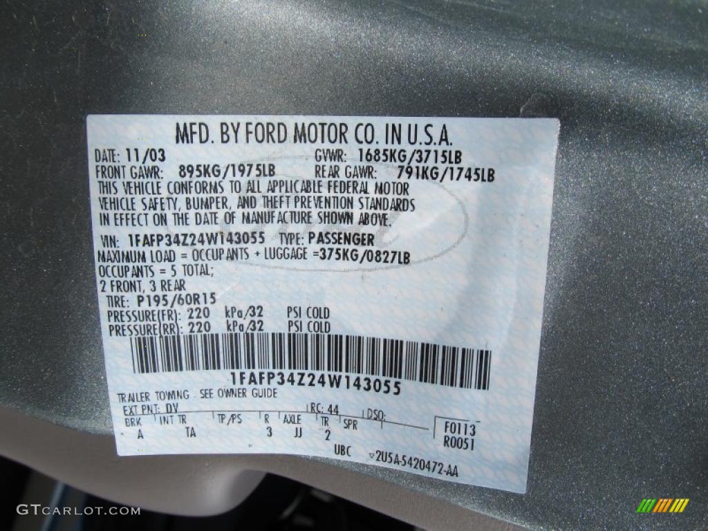 2004 Focus Color Code DV for Light Tundra Metallic Photo #39715811
