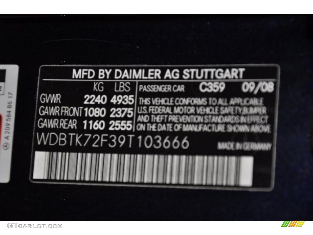2009 CLK Color Code 359 for Capri Blue Metallic Photo #39719327