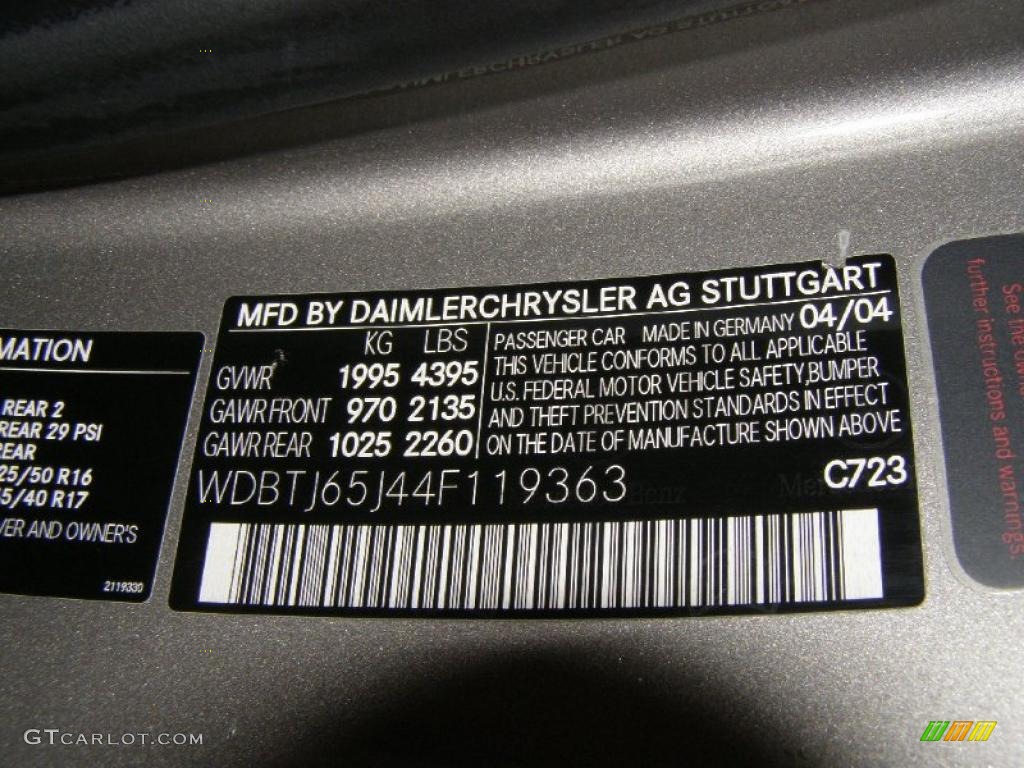 2004 CLK Color Code 723 for Pewter Metallic Photo #39722279