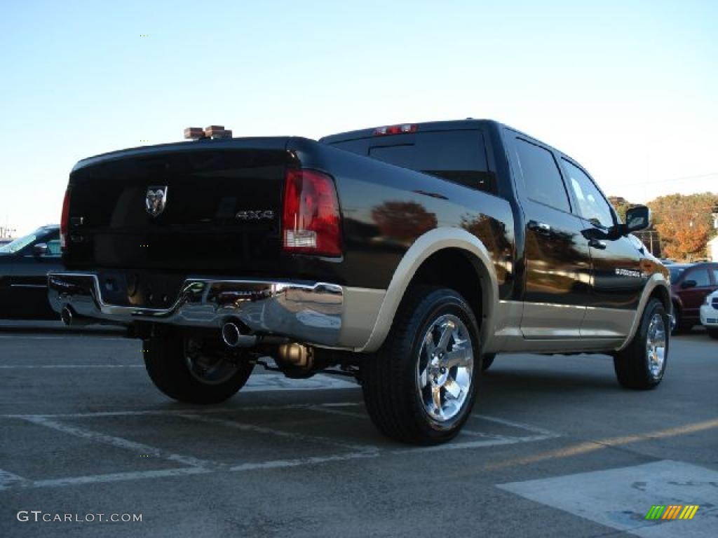 2011 Ram 1500 Laramie Crew Cab 4x4 - Brilliant Black Crystal Pearl / Light Pebble Beige/Bark Brown photo #3