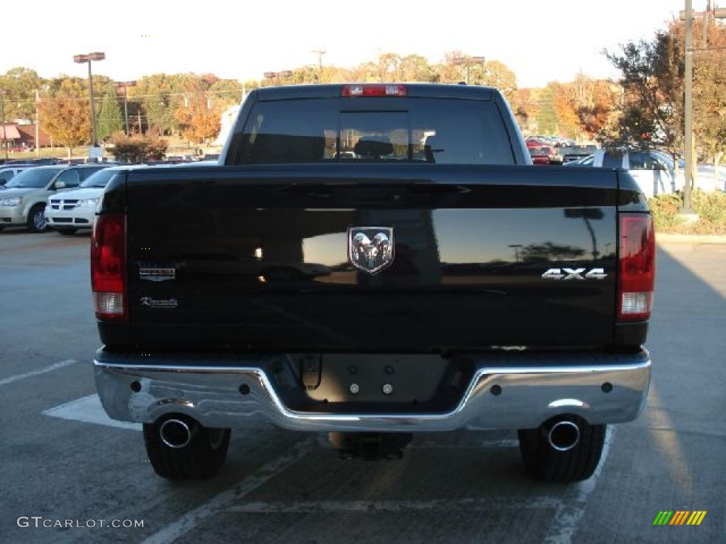 2011 Ram 1500 Laramie Crew Cab 4x4 - Brilliant Black Crystal Pearl / Light Pebble Beige/Bark Brown photo #4