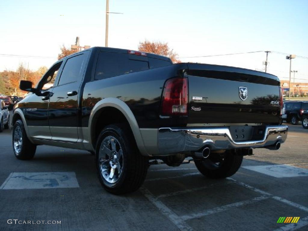 2011 Ram 1500 Laramie Crew Cab 4x4 - Brilliant Black Crystal Pearl / Light Pebble Beige/Bark Brown photo #5