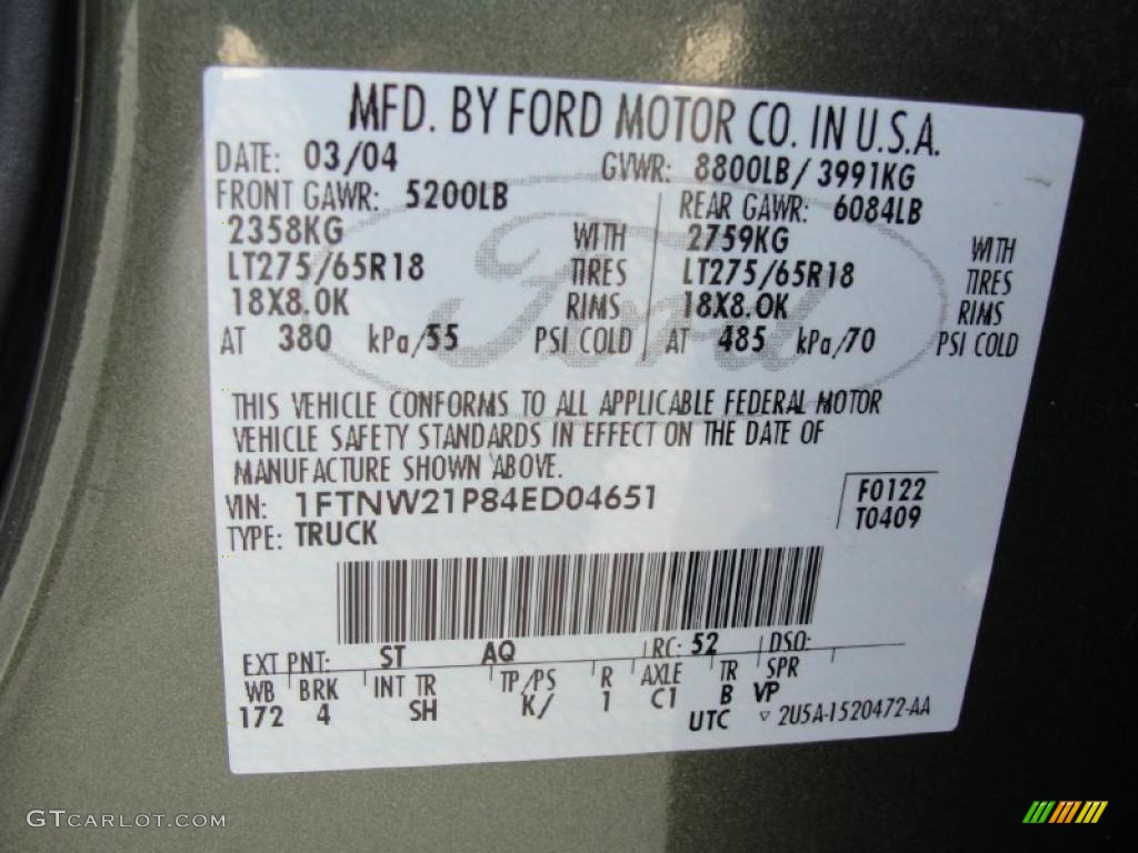2004 F250 Super Duty King Ranch Crew Cab 4x4 - Estate Green Metallic / Castano Leather photo #56