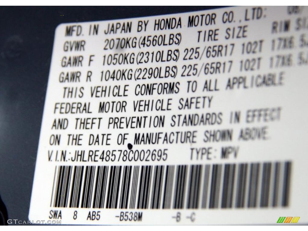 2008 CR-V Color Code B538M for Glacier Blue Metallic Photo #39733513