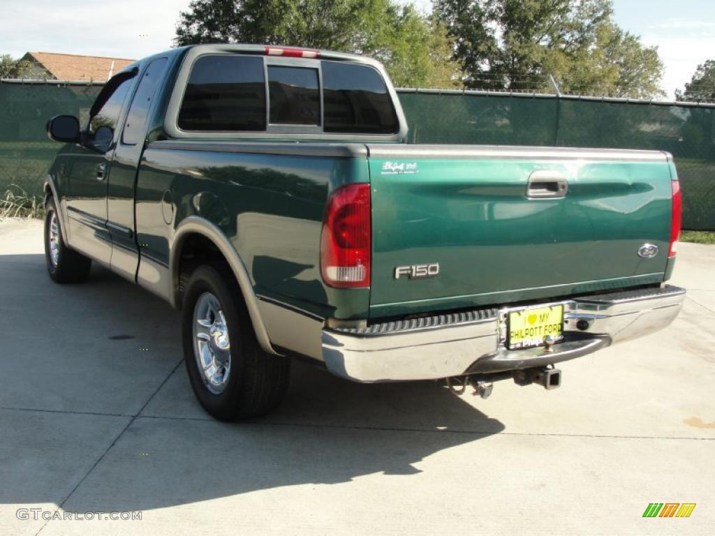 2000 F150 Lariat Extended Cab - Amazon Green Metallic / Medium Parchment photo #5