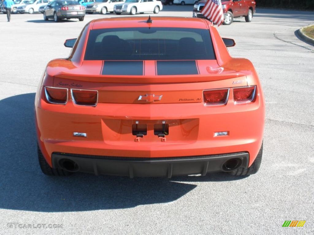 2010 Camaro SS/RS Coupe - Inferno Orange Metallic / Black/Inferno Orange photo #4