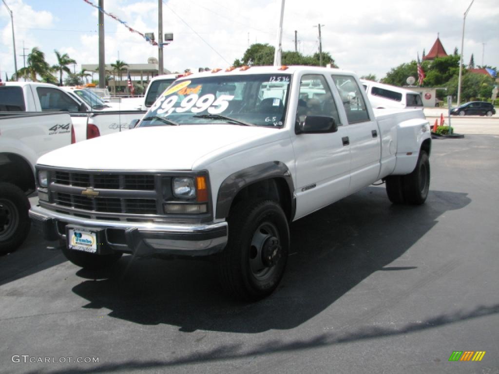 1999 C/K 3500 K3500 Crew Cab 4x4 Dually - Summit White / Gray photo #2