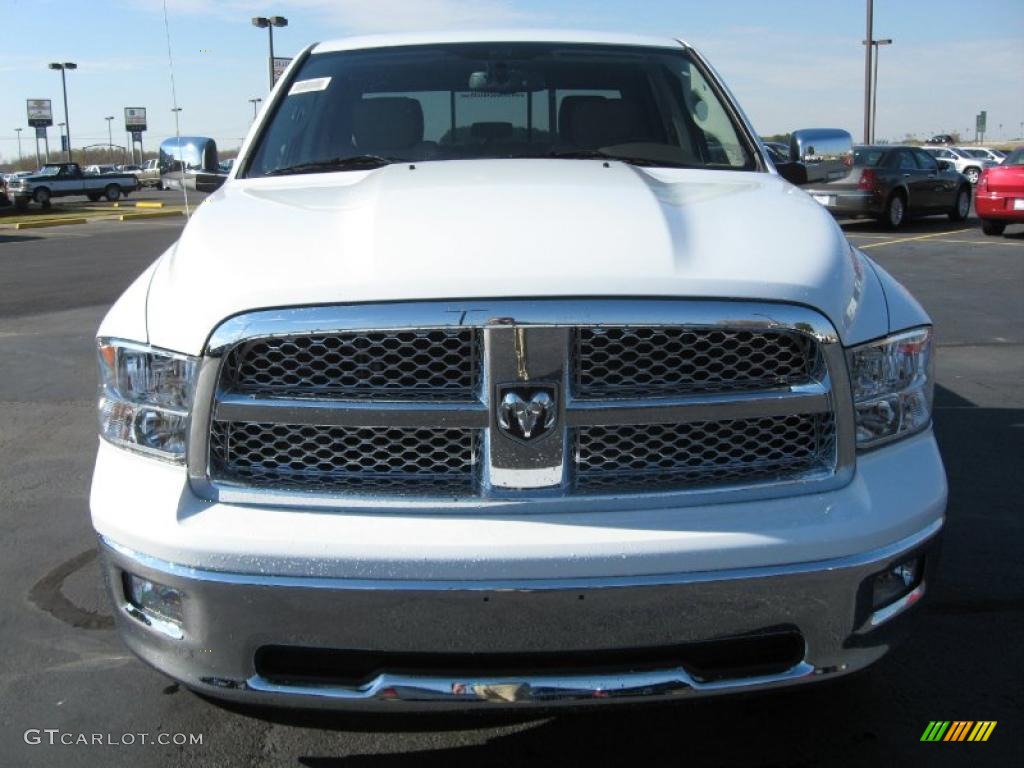 2011 Ram 1500 Laramie Crew Cab 4x4 - Bright White / Light Pebble Beige/Bark Brown photo #2