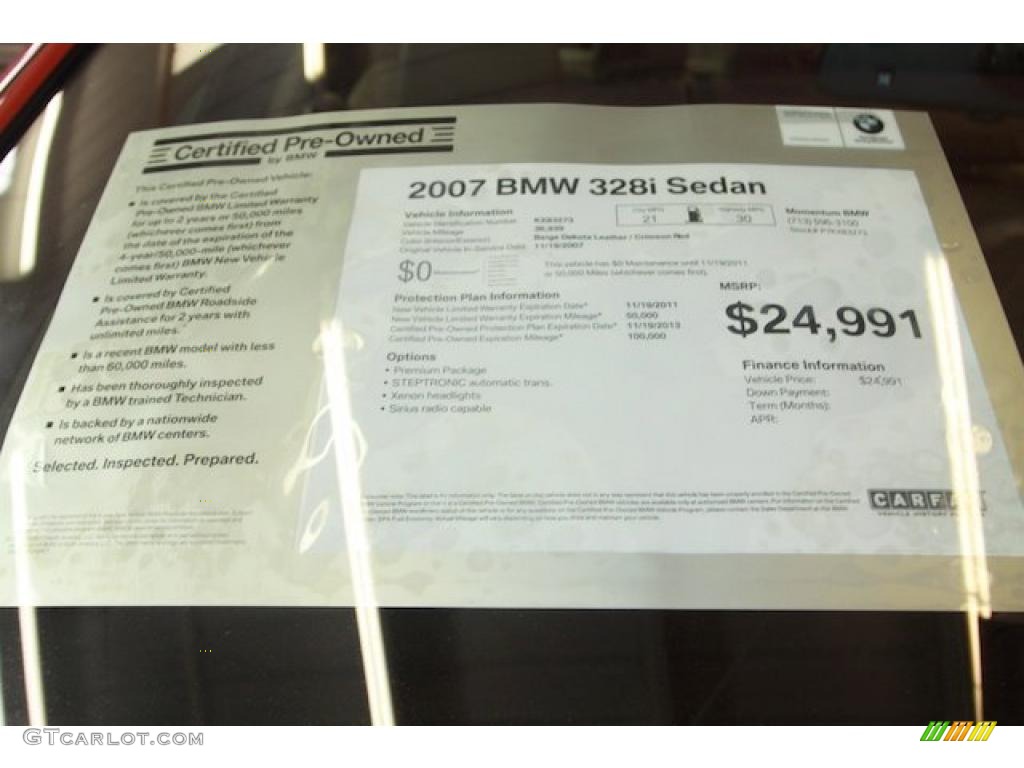 2007 3 Series 328i Sedan - Crimson Red / Beige photo #16