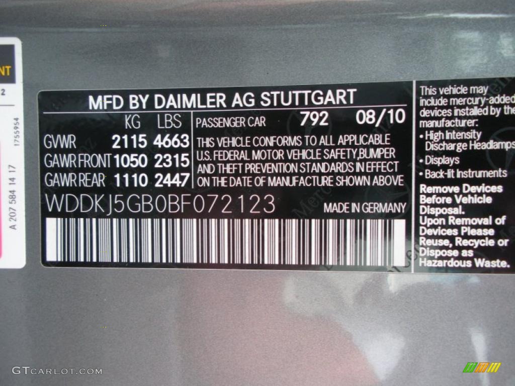 2011 E Color Code 792 for Palladium Silver Metallic Photo #39781854