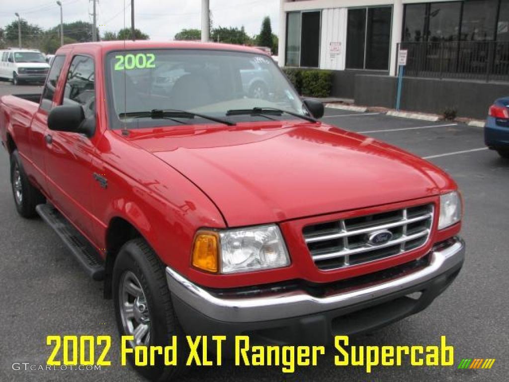 2002 Ranger XLT SuperCab - Bright Red / Medium Prairie Tan photo #1