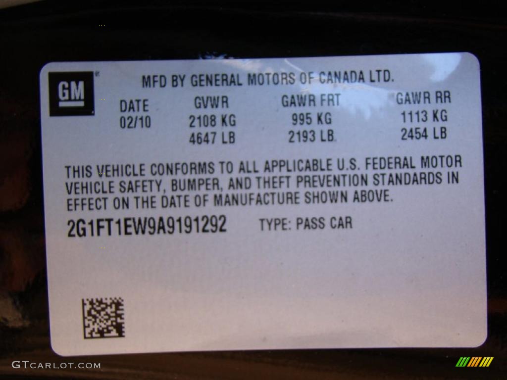 2010 Chevrolet Camaro SS/RS Coupe Info Tag Photo #39789834