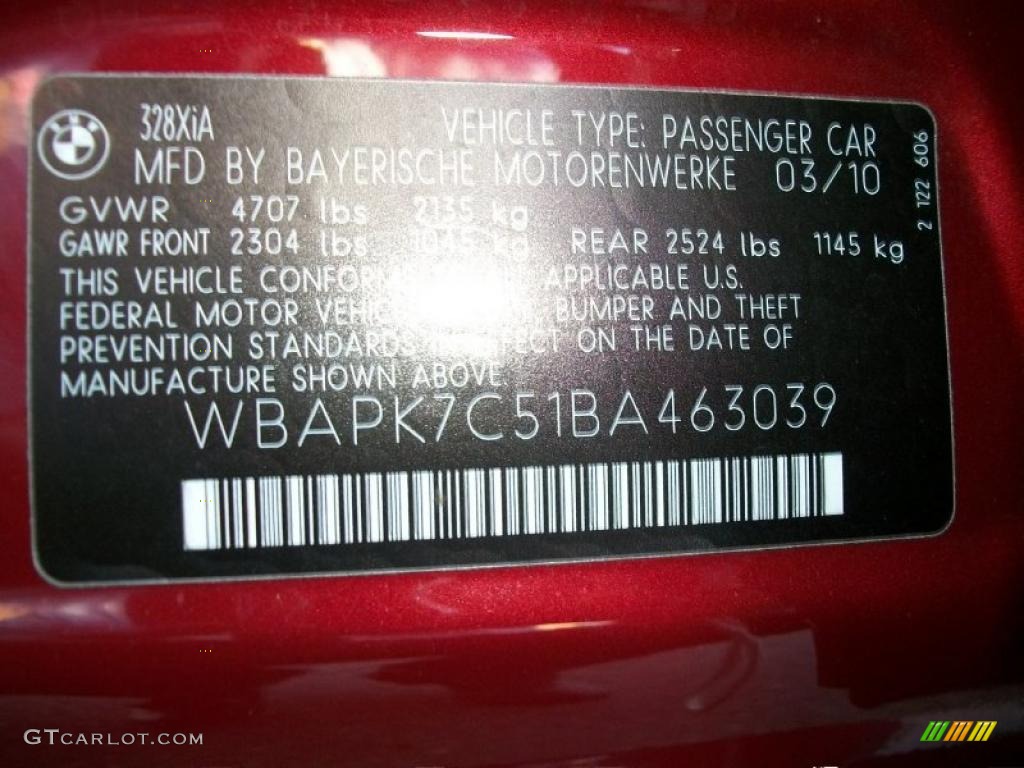 2011 BMW 3 Series 328i xDrive Sedan Info Tag Photo #39795066