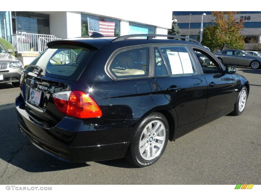 2007 3 Series 328xi Wagon - Jet Black / Cream Beige photo #2