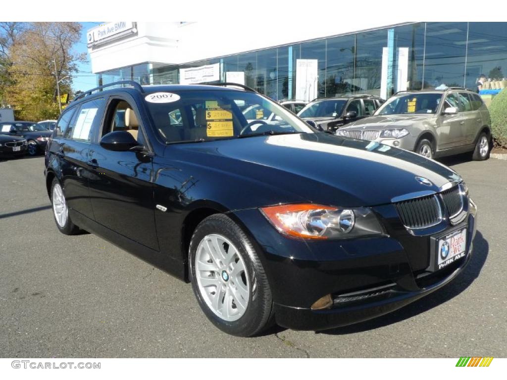 2007 3 Series 328xi Wagon - Jet Black / Cream Beige photo #6