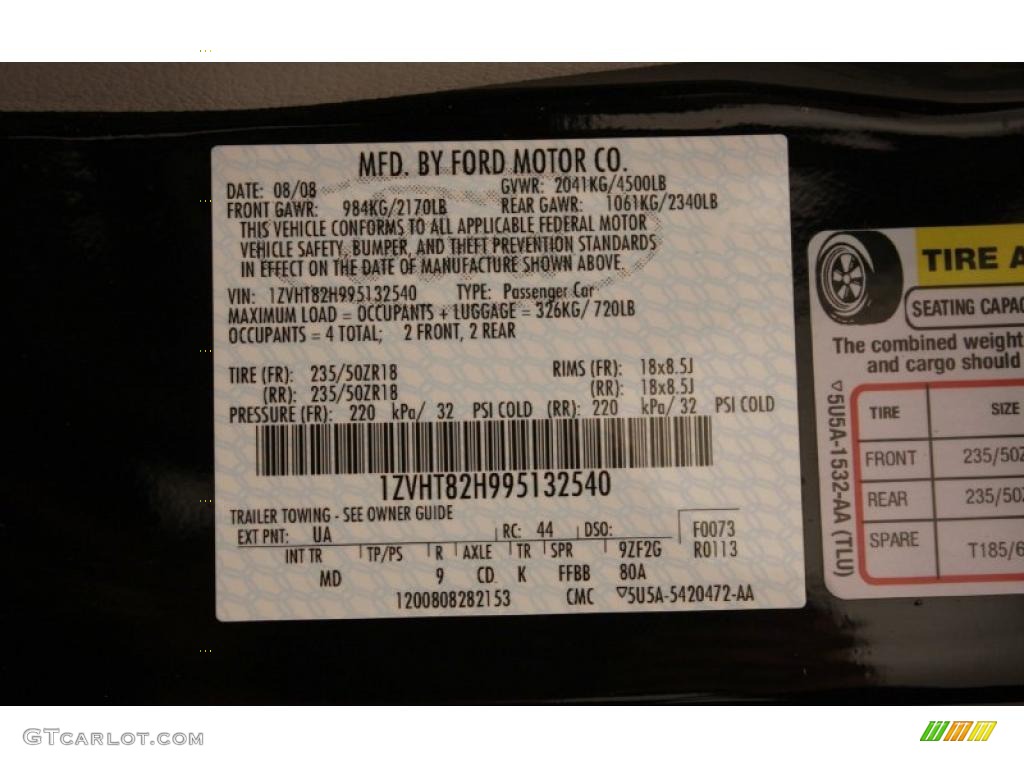 2009 Mustang Color Code UA for Black Photo #39809887
