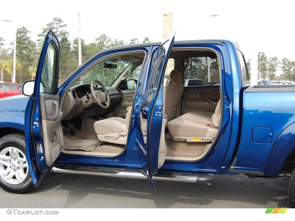 2005 Tundra SR5 Double Cab - Spectra Blue Mica / Taupe photo #11