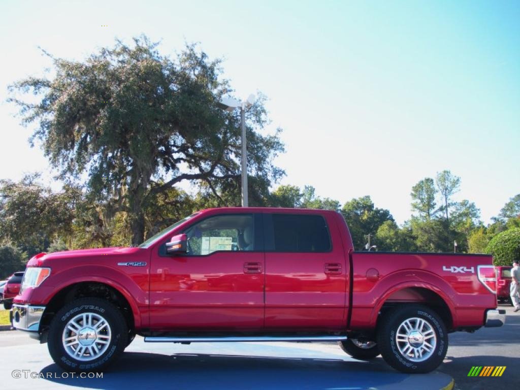 2010 F150 Lariat SuperCrew 4x4 - Red Candy Metallic / Tan photo #2