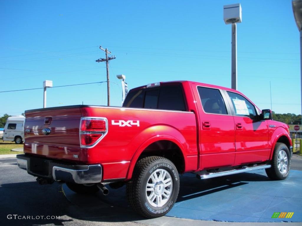 2010 F150 Lariat SuperCrew 4x4 - Red Candy Metallic / Tan photo #3