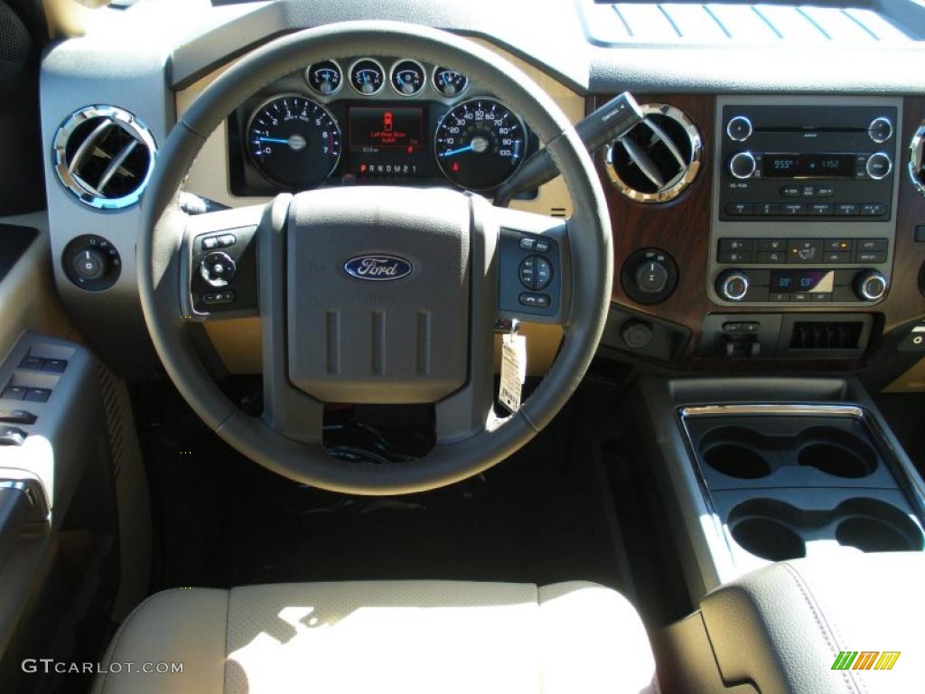 2011 Ford F250 Super Duty Lariat Crew Cab Adobe Two Tone Leather Dashboard Photo #39823402