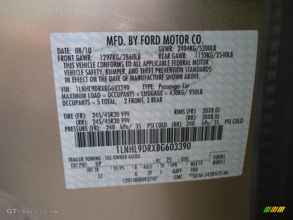 2011 MKS Color Code UP for Gold Leaf Metallic Photo #39823810