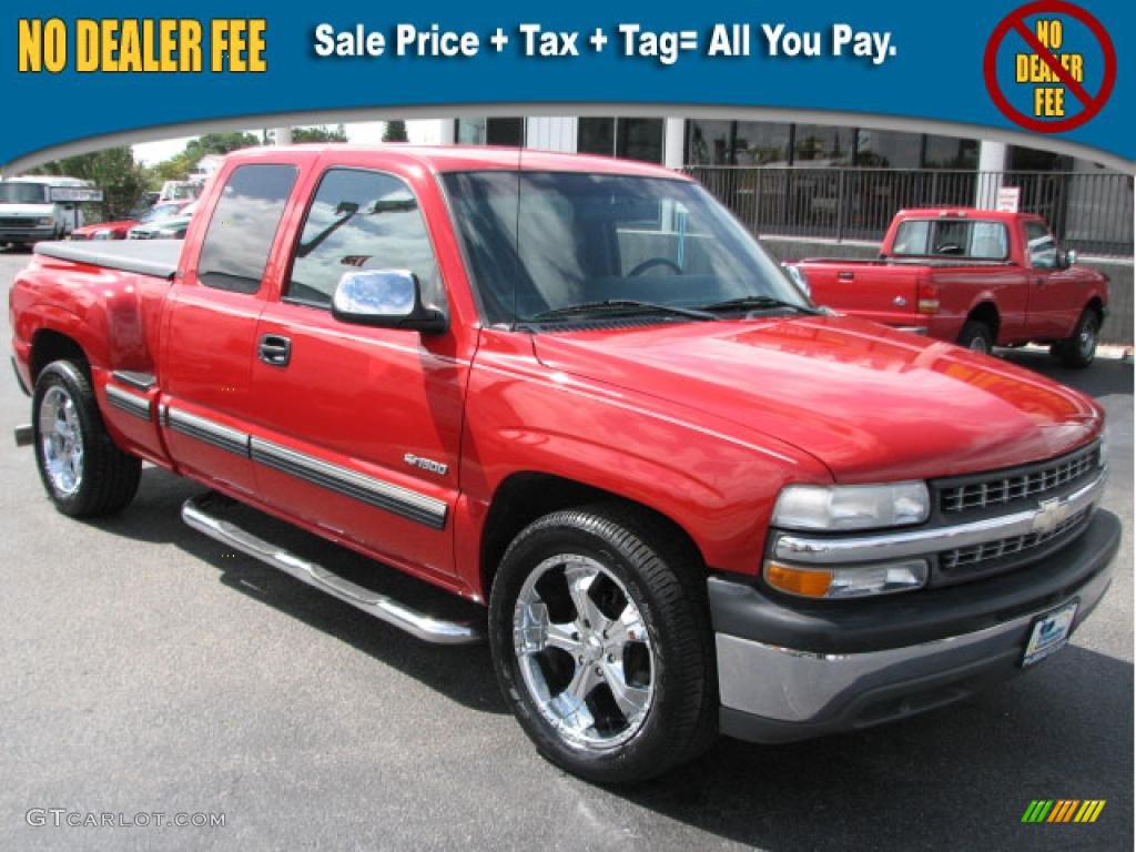 2001 Silverado 1500 LS Extended Cab - Victory Red / Graphite photo #1