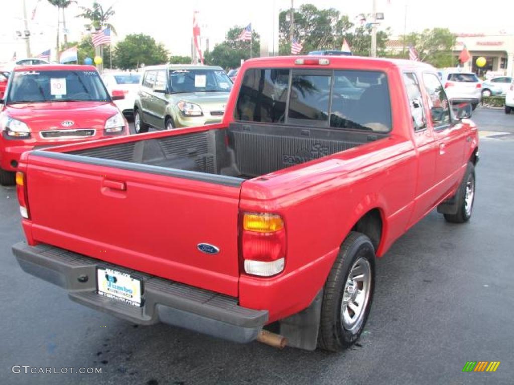 1998 Ranger XLT Extended Cab - Bright Red / Medium Prairie Tan photo #9