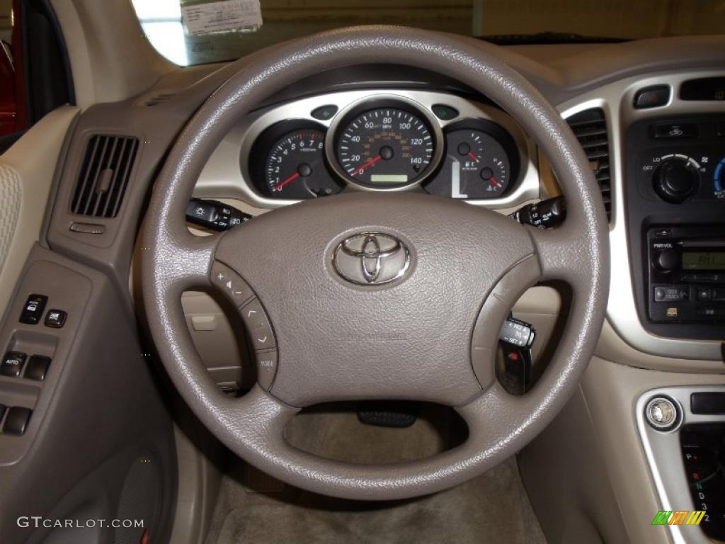 2007 Toyota Highlander V6 Ivory Beige Steering Wheel Photo #39858058