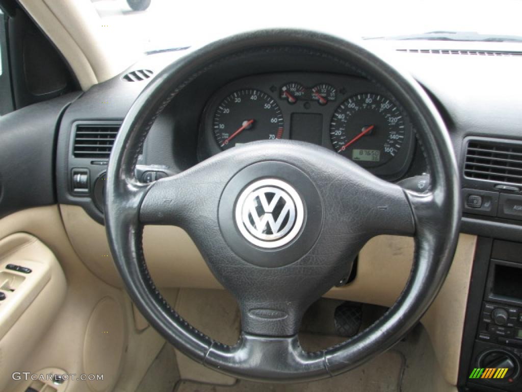 2001 Volkswagen Jetta GLS 1.8T Sedan Beige Steering Wheel Photo #39860987