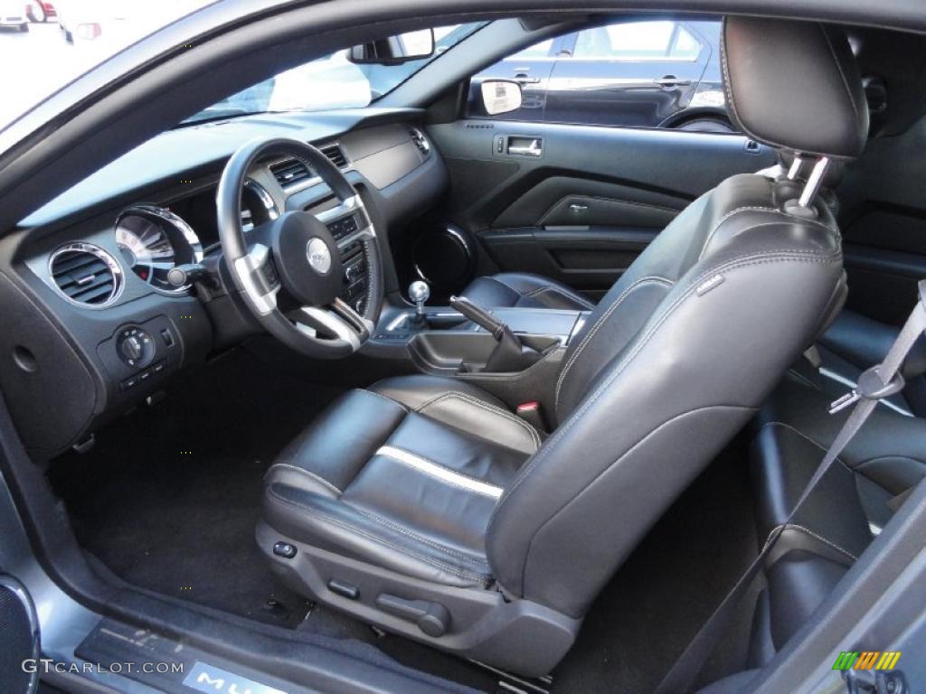 Charcoal Black/White Interior 2010 Ford Mustang GT Premium Coupe Photo #39865399