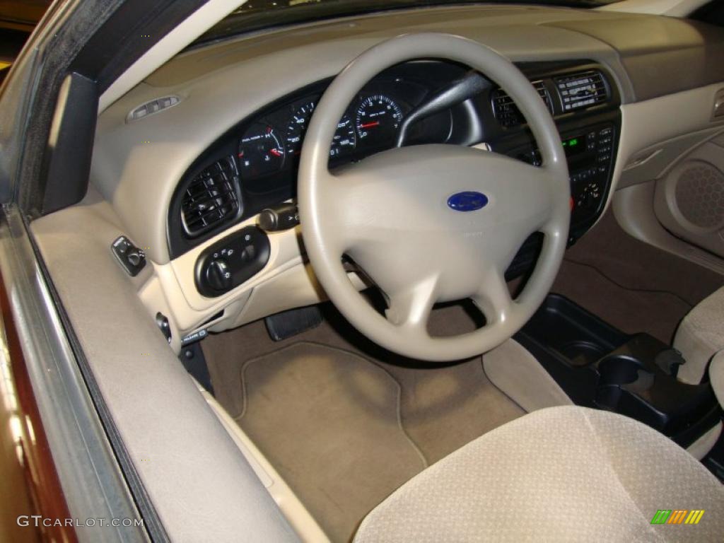 2001 Ford Taurus LX Medium Parchment Steering Wheel Photo #39865523