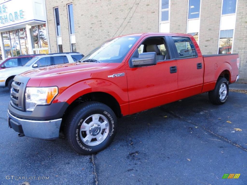 Bright Red 2009 Ford F150 XL SuperCrew 4x4 Exterior Photo #39869895