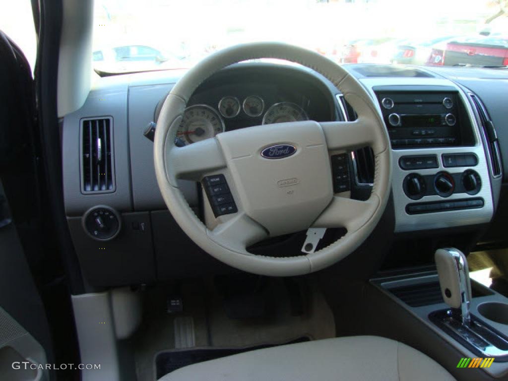 2009 Ford Edge SEL AWD Medium Light Stone Steering Wheel Photo #39871923