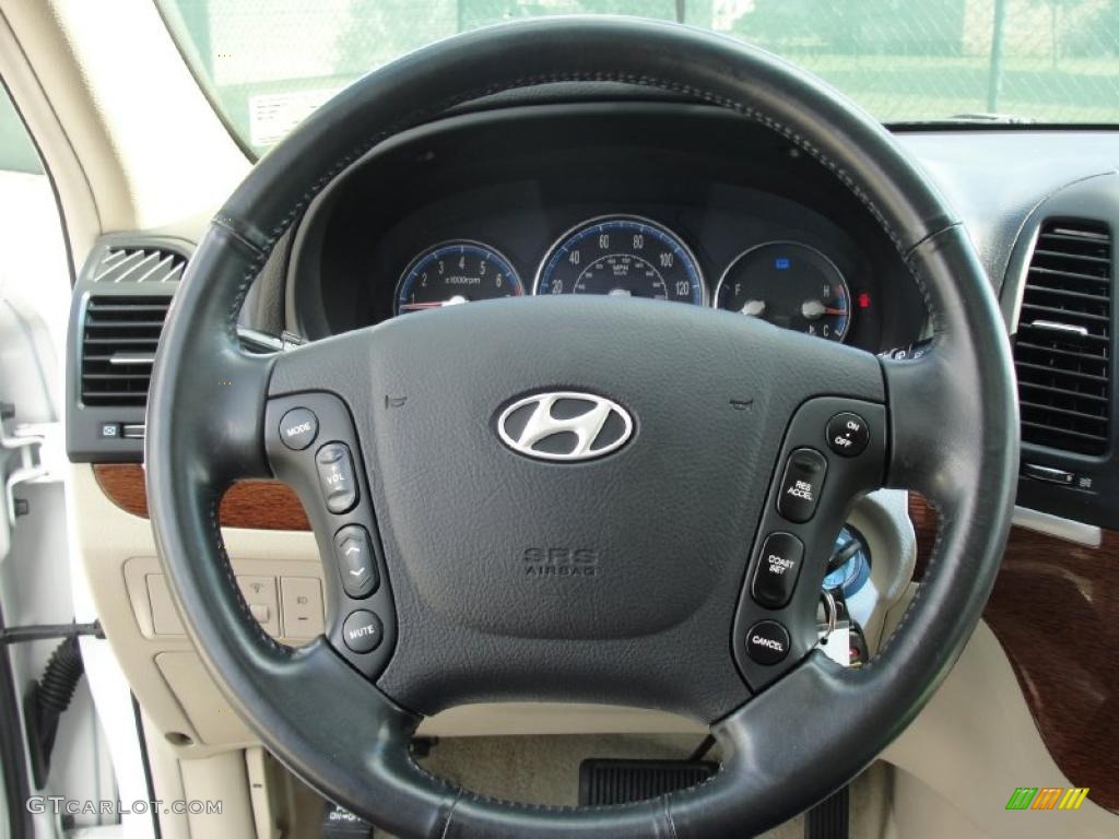 2007 Hyundai Santa Fe Limited Beige Steering Wheel Photo #39874773