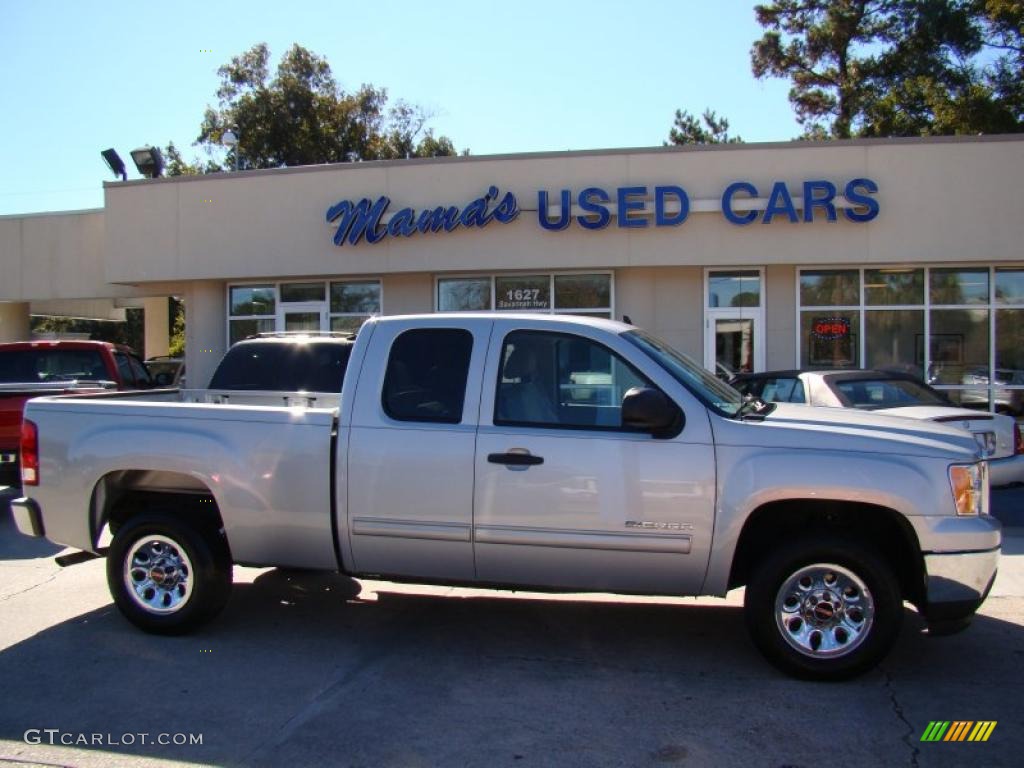 2010 Sierra 1500 SLE Extended Cab - Pure Silver Metallic / Dark Titanium/Light Titanium photo #1