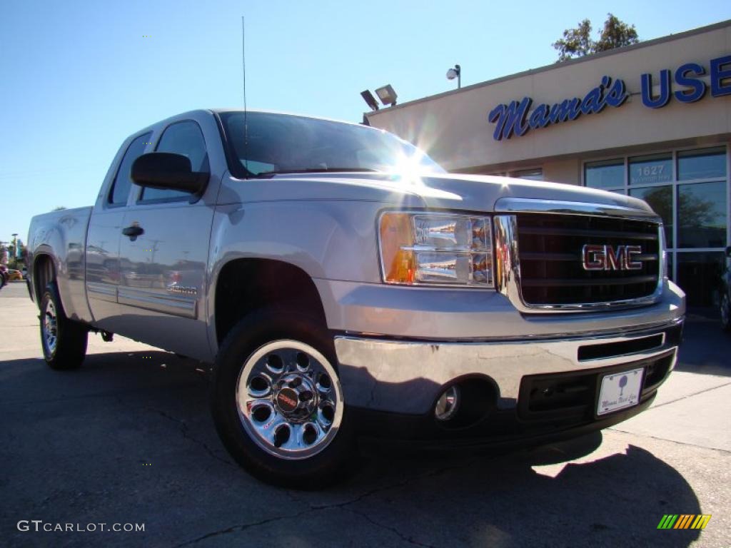 2010 Sierra 1500 SLE Extended Cab - Pure Silver Metallic / Dark Titanium/Light Titanium photo #31