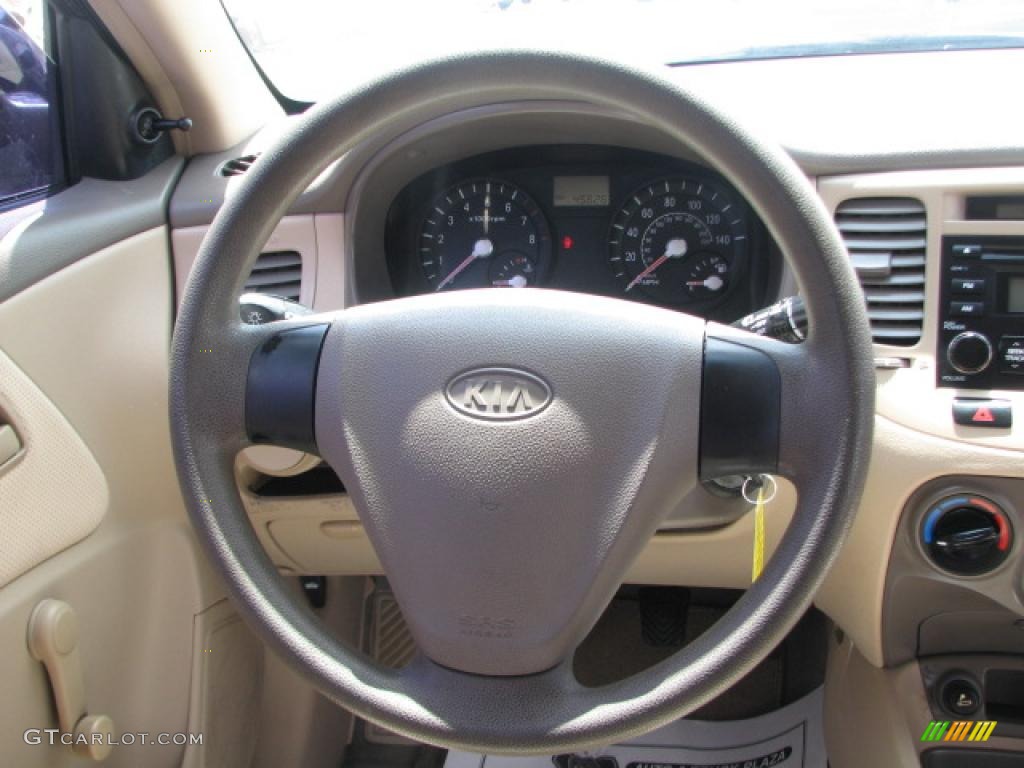 2006 Kia Rio Sedan Beige Steering Wheel Photo #39884160