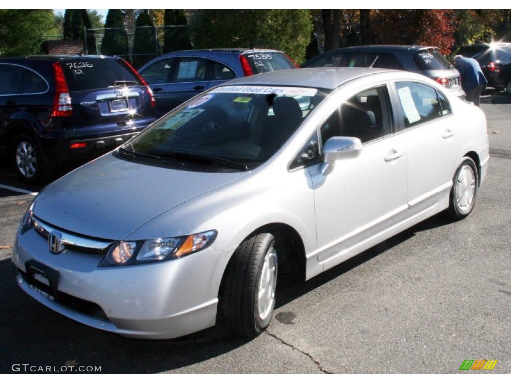 2007 Civic Hybrid Sedan - Alabaster Silver Metallic / Blue photo #1