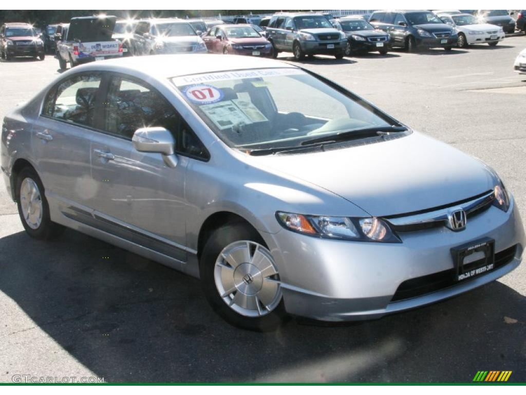 2007 Civic Hybrid Sedan - Alabaster Silver Metallic / Blue photo #3