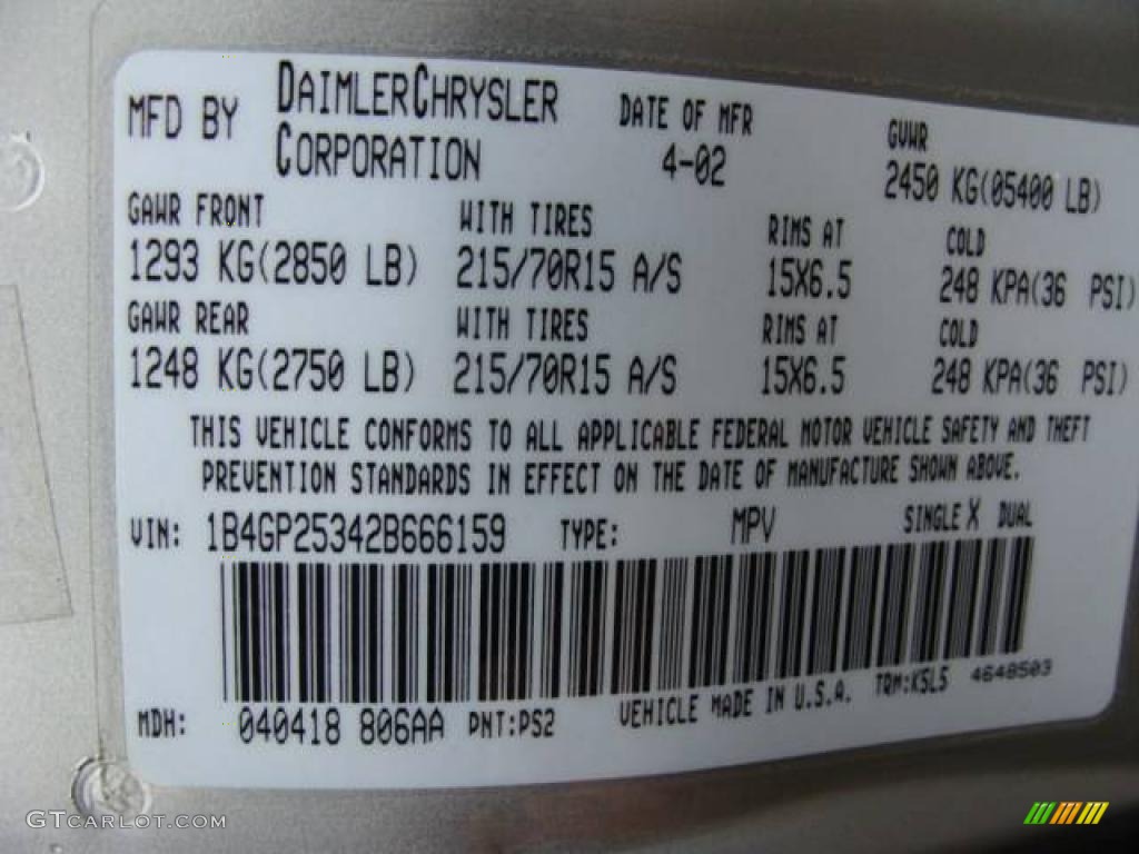 2002 Caravan SE - Bright Silver Metallic / Taupe photo #15