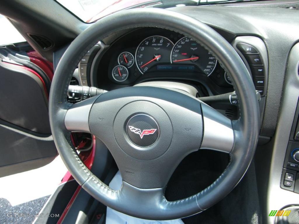 2006 Chevrolet Corvette Convertible Ebony Black Steering Wheel Photo #39896063