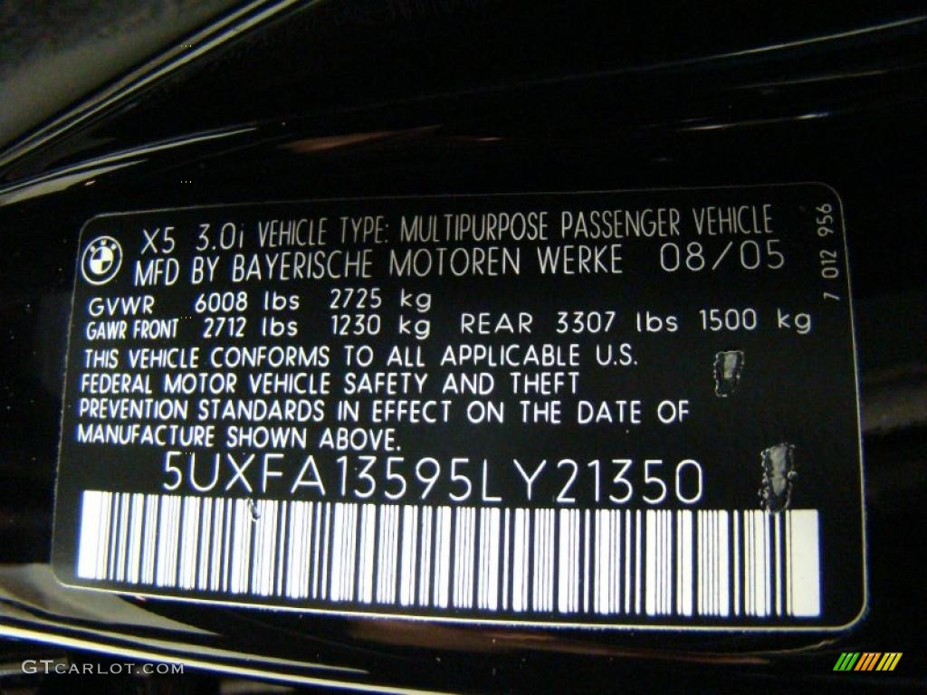 2005 BMW X5 3.0i Info Tag Photos